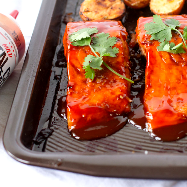 Mambo Glazed Salmon with Rosemary Potatoes